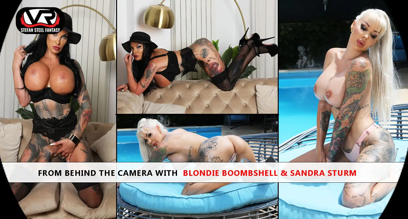 Free 8K VR adult video Behind the Scenes with Blondie Boombshell & Sandra Sturm