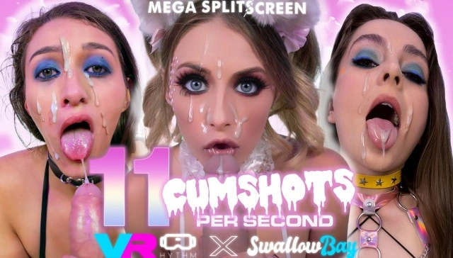 Free 8K VR adult video [MEGA SPLITSCREEN] 11 Cumshots Per Second